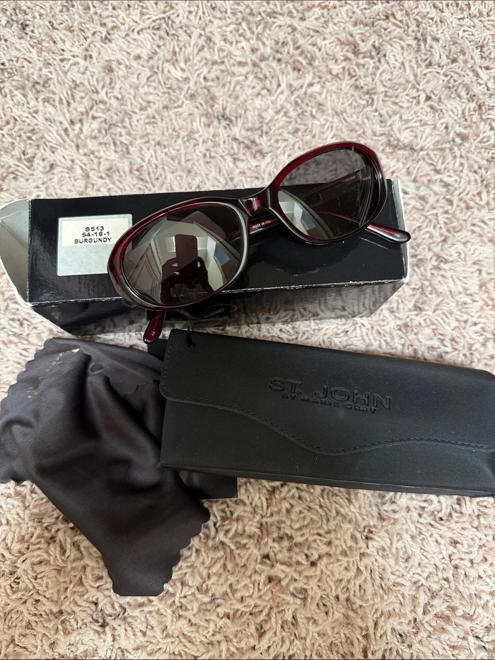 St. John Burgundy Oval Women's Sunglasses. Fits very small face frame.